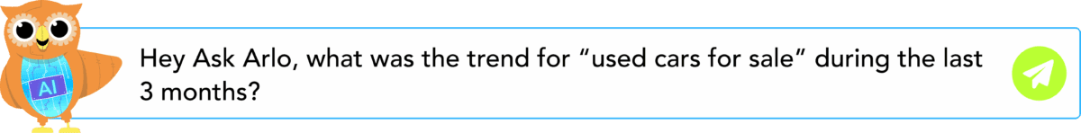 Hey Ask Arlo, what was the trend for “used cars for sale” during the last 3 months?