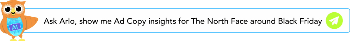 Ask Arlo, show me Ad Copy insights for The North Face around Black Friday